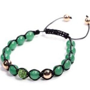 Green Aventurine, Green Austrian Crystal Shamballa Beads Bracelet GENDERLESS